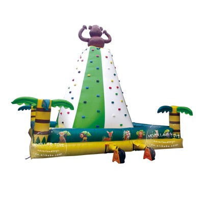 Best Quality NEVERLAND TOYS Green White Monkey Inflatable Rock Climbing Wall Funny Inflatable Kids Rock Climbing Walls