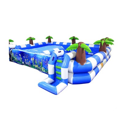 PVC plastic blue color above ground portable inflatable swimming pools